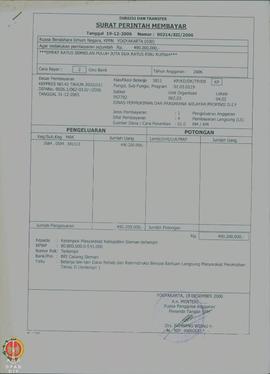 Bendel Surat Perintah Membayar Tahun 2006 belanja lain-lain dana rehabilitasi dan rekonstruksi be...