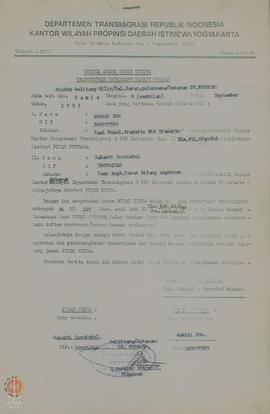 Berita Acara Serah Terima Transmigran dan Barang Bawaan pada tanggal 9 September 1993 Sebanyak 36...