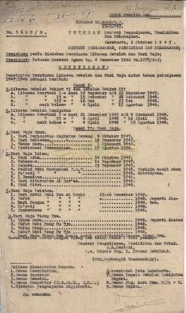 Turunan Putusan Menteri Pengadjaran, Pendidikan dan Kebudayaan Nomor : 8086/8.p. tentang Penetapa...