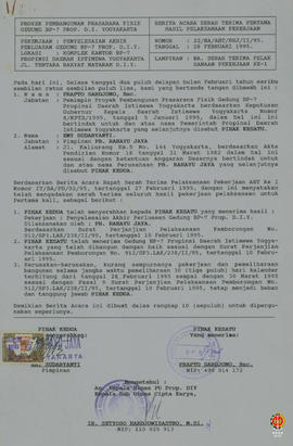 Berita Acara Serah terima pertama hasil pekerjaan Proyek Pembangunan Prasarana Fisik penyelesaian...