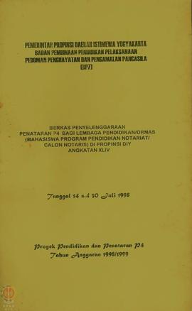 Berkas penyelenggaraan penataran P-4 bagi Lembaga Pendidikan/Ormas (Mahasiswa Program Pendidikan ...