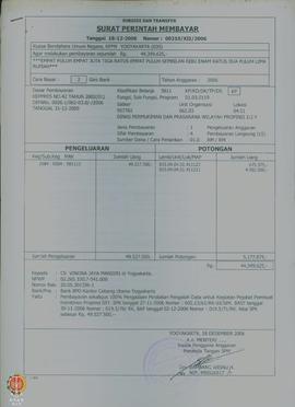 Surat Perintah Membayar Nomor : 00210/XII/2006 tanggal 18 Desember 2006 pembayaran sekaligus 100%...