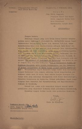 Surat UNGM (Universitas Negeri Gadjah Mada) kepada Sri Paduka Paku Alam VIII, tentang Pengangkata...