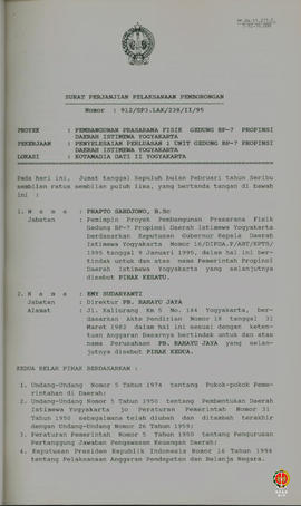 Buku surat perjanjian Pekerjaan Pemborongan Proyek Pembangunan Prasarana Fisik pekerjaan penyeles...