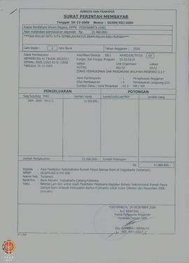 Surat Perintah Membayar Nomor : 00209/XII/2006 tanggal 18 Desember 2006 belanja lain-lain untuk u...