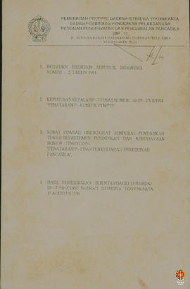 Buku yang Berisi: 1. Inpres RI No. 2 tahun 1994, 2. Keputusan Kepala BP 7 Pusat No, 86/BP 7/VII/1...