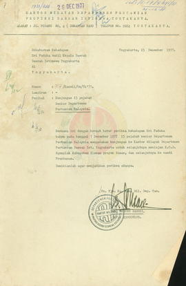 Kunjungan Pejabat Dep. Pertanian Malaysia ke Dep. Pertanian DIY pada 7 Desember 1977 sebanyak 15 ...