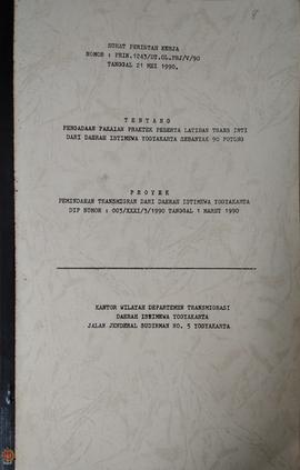 Surat perintah kerja dari Pemimpin Proyek Pemindahan Transmigran dari Daerah Istimewa Yogyakarta ...