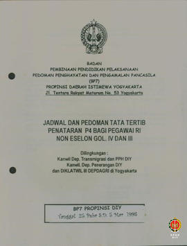 Surat dari Kepala BP7 Kotamadya Kepada Kepala BP7 Propinsi DIY perihal Permohonan tenaga penceram...