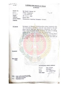 Laporan Pelaksanaan Tugas (LapGas) kepada Kepala Kantor Wilayah Departemen Penerangan Provinsi Da...
