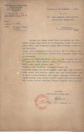 Surat dari UGM kepada Sri Paduka Paku Alam VIII, tentang ucapan terima kasih atas segala bantuan ...