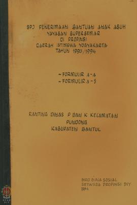 Surat pertanggungan Jawab dari Biro Bina Sosial Setwilda Propinsi DIY tentang pene-rimaan bantuan...