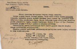 Surat dari Bupati Paniradya Wijata Pradja, tentang penetapan Sdr. Soepandi menjadi Abdi Dalem Pem...
