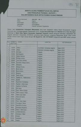 Berita Acara Pembentukan Kelompok dan Pengurus Kelompok Masyarakat (BAPKPP)  dalam rangka Bantuan...