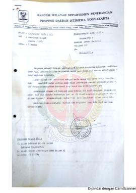 Surat dari Kepala Kantor Wilayah Departemen Penerangan Provinsi Daerah Istimewa Yogyakarta kepada...