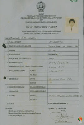 Daftar Riwayat Hidup Peserta Penataran Pemantapan Persiapan Pelaksanaan Desa/Kelurahan Pelapor P4...