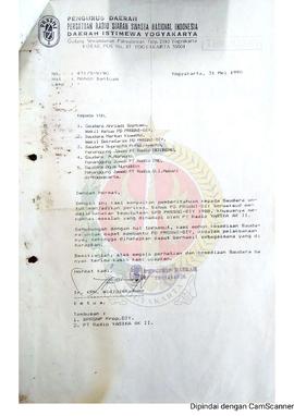Surat dari Ketua Pengurus Daerah Persatuan Radio Siaran Swasta Nasional Indonesia Provinsi Daerah...