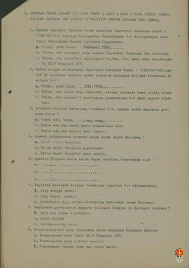 Surat yang berisi daftar pertanyaan mengenai pelaksanaan dan hambatan-hambatan Instruksi Gubernur...