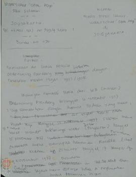 Surat dari Seksi Selatan Waterschap “Opak-Progo” kepada Kepala Dinas Teknis Waterschap “Opak-Prog...