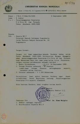 Berkas Penyelenggaraan Penataran P-4 Pola 45 Jam Terpadu bagi Mahasiswa Baru Universitas Wangsa M...