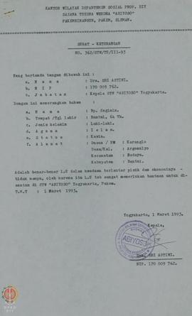 Surat permohonan ijin tinggal di Sasana Tresna Werdha ABIYOSO, Pakembinangun, Pakem, Sleman, klie...