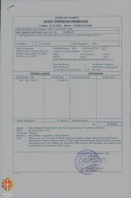 Surat Perintah Membayar Nomor : 00190/XII/2006 tanggal 15 Desember 2006 belanja lain-lain untuk u...