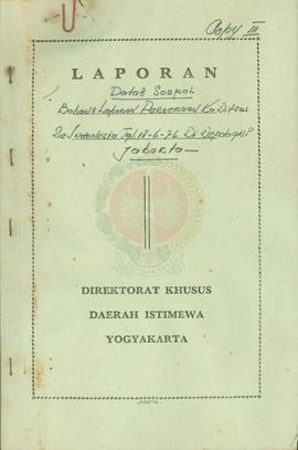 Bahan laporan pada pertemuan KADITSUS se Indonesia di Jakarta dari Direktorat khusus Propinsi DIY