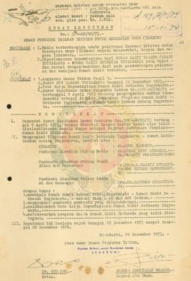 Surat Pengangkatan Pimpinan Rumah Sakit Bethesda Yogyakarta, RS. Yakkum Cabang Yogyakarta dari Ya...