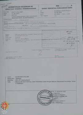Surat Perintah Pencairan Dana (SP2D) Nomor : 855285G/030/118, tanggal 22-08-2007 Belanja lain-lai...