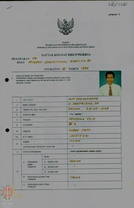 Daftar Riwayat Hidup Peserta Penataran P-4 bagi Pejabat Struktural Eselon III angkatan III tahun ...