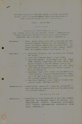 Surat Keputusan tertanggal 26 Desember 1995 Nomor 188.43/2091 tentang Penyelenggaraan P-4 Pola Pe...