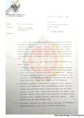 Surat dari Direktur Penerangan Daerah Departemen Penerangan Republik Indonesia kepada Kepala Kant...