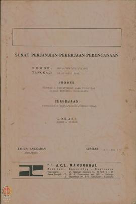 Dokumen perencanaan nomor : 066 A/ BPAT/ PLT/X/1982, tanggal 19 Oktober 1982 pekerjaan pembanguna...