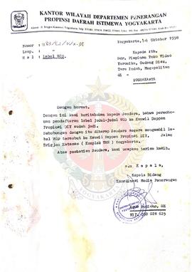 Bendel Surat Pemberitahuan untuk mengambil label  Kantor Wilayah Departemen Penerangan Daerah Ist...