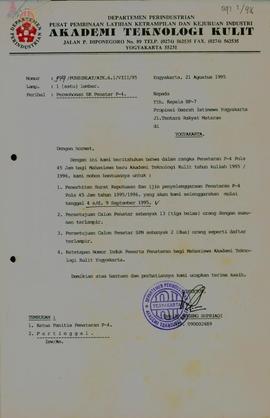 Berkas Penyelenggaraan Penataran P-4 Pola 45 Jam Terpadu bagi Mahasiswa Baru Akademi Teknologi Ku...