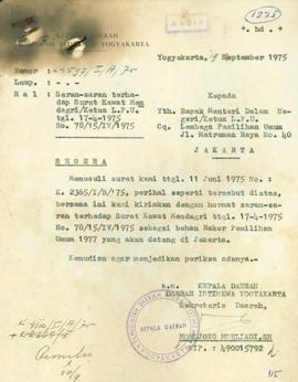 Saran-saran dan laporan hasil inventarisasi dan permasalahan Pemilu tahun 1971