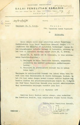 Kunjungan Dr. E. Kuroda dari Institute for Transport of Industrian Technology Jepang dalam rangka...