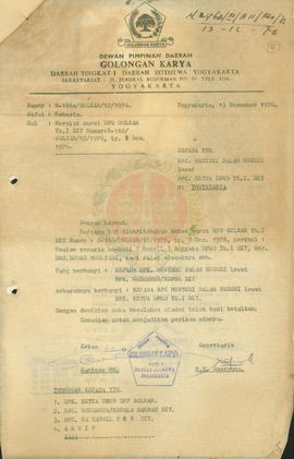 Usulan dari DPD Golkar kepada Mendagri untuk merecall DPRD Tk. I DIY Drs. Djoko Mulyadi