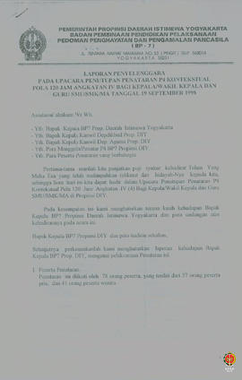 Laporan penyelenggara pada upacara penutupan penataran P4 kontekstual pola 120 jam angkatan IV ba...