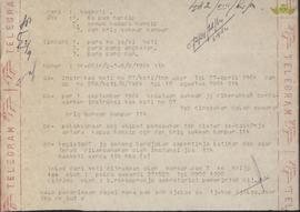 Telegram dari Kas Koti, kepada  Kepala Pusat Hansip, tentang  Sukarelawan dan Latihan Sukarelawan.