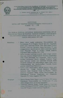 Berkas surat-surat dari beberapa perguruan tinggi di DIY tentang penyelenggaraan Festival Kethopr...