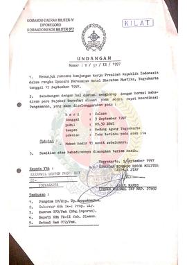 Undangan dari Komandan Komando Resor Militer kepada Kepala Kantor Wilayah Departemen Penerangan P...