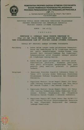 Keputusan Kepala BP-7 Provinsi DIY Nomor 188.41/91 tentang Penetapan 11 (sebelas) Besar Peserta, ...