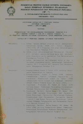 Surat Keputusan Kepala BP-7 Provinsi Daerah Istimewa Yogyakarta Nomor 188.43/420 tentang Pembentu...
