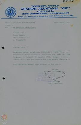 Berkas Penyelenggaraan Penataran P-4 Pola 45 Jam Terpadu bagi Mahasiswa Baru Akademi Akuntansi Ta...