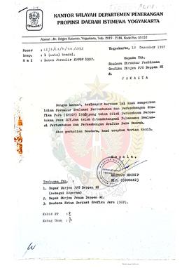 Surat dari Kepala Kantor Wilayah Departemen Penerangan Daerah Istimewa Yogyakarta kepada Saudara ...