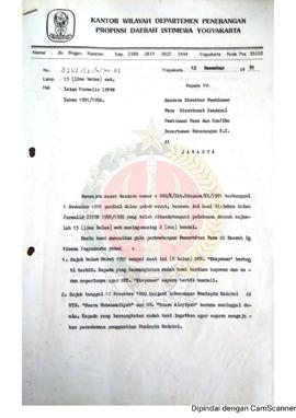 Surat dari Kepala Kantor Wilayah Departemen Penerangan Daerah Istimewa Yogyakarta kepada Direktur...