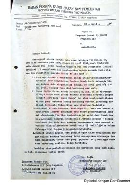 Surat dari Sekretaris yang bertindak atas nama Ketua Badan Pembina Radio Siaran Non Pemerintah Pr...