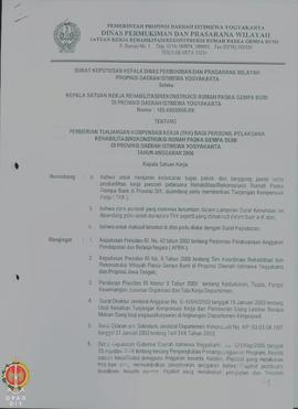 Surat Keputusan Kepala Dinas Pemukiman dan Prasarana Wilayah Provinsi Daerah Istimewa Yogyakarta ...