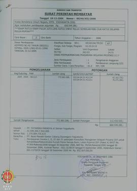 Surat Perintah Membayar Nomor : 00240/XII/2006 tanggal 19 Desember 2006 pembayaran invoice I, II,...